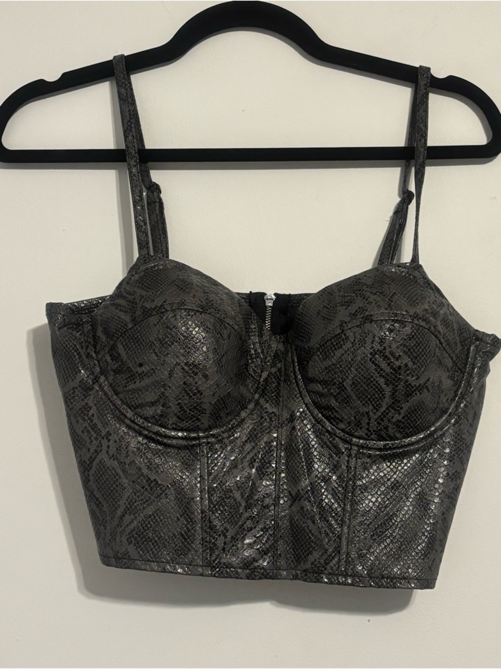 Say What? Women's Black Snakeskin Bustier Crop Top